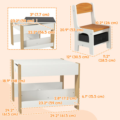 Ensemble table et chaises pour enfants avec plateau réversible