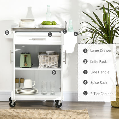 Ilot de cuisine mobile avec comptoir en acier inoxydable