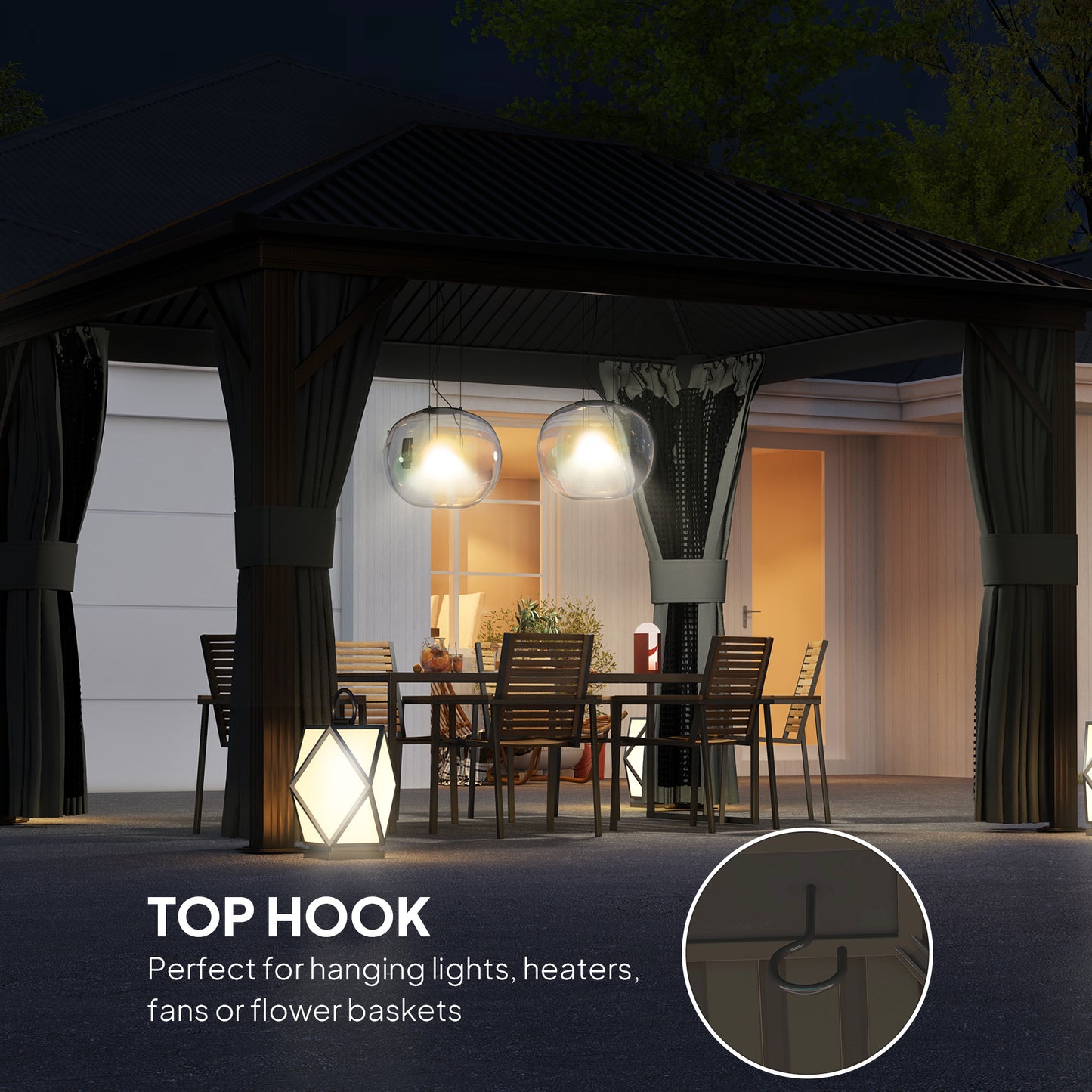 Gazebo Toit Rigide 10x12 Cadre Aluminium Moustiquaire