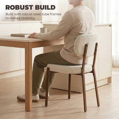 Chaises de cuisine rembourrées lin, ensemble de 2