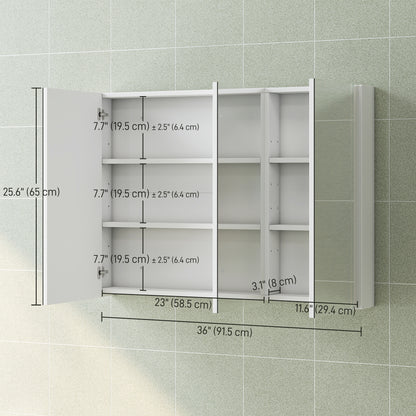 Armoire de salle de bain trois miroirs avec rangement
