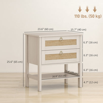 Tables de chevet boho avec tiroirs et étagère — lot de 2