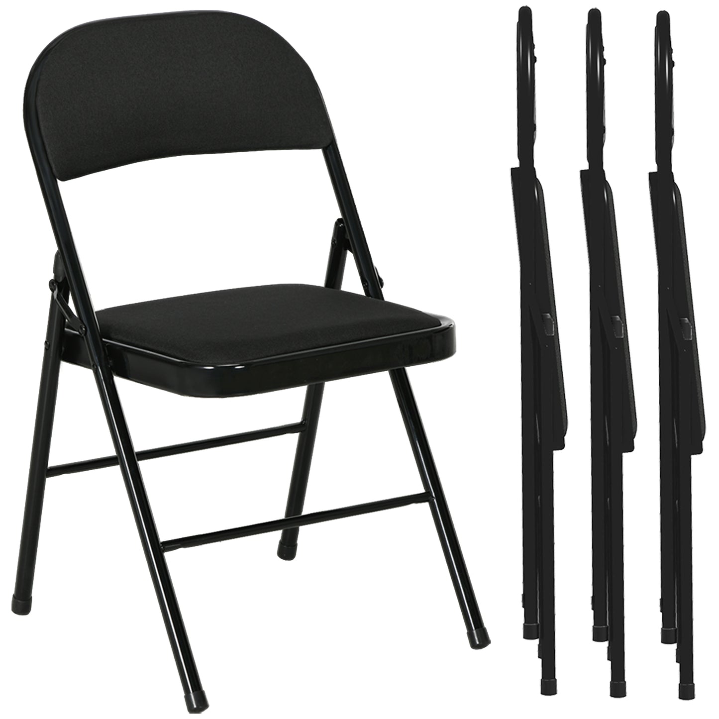 Chaises pliantes rembourrées en lin synthétique — lot de 4