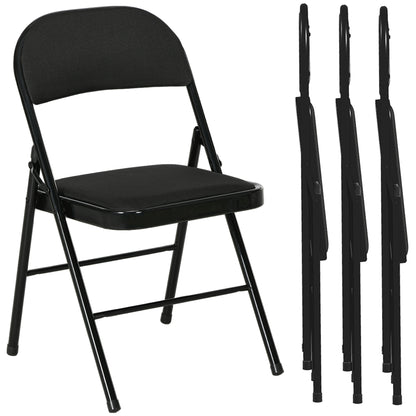 Chaises pliantes rembourrées en lin synthétique — lot de 4
