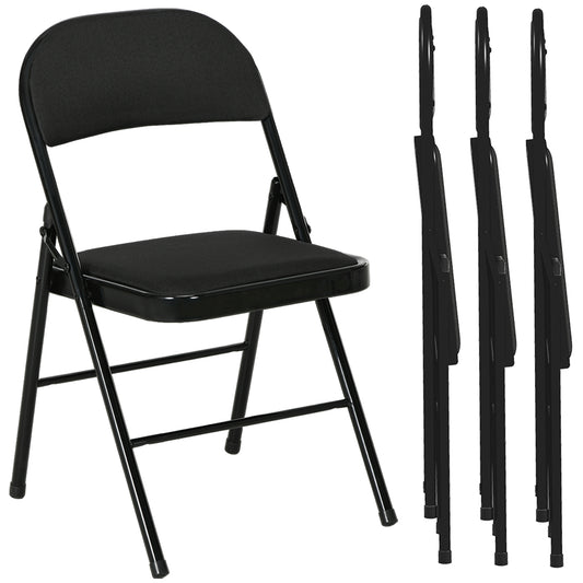 Chaises pliantes rembourrées en lin synthétique — lot de 4