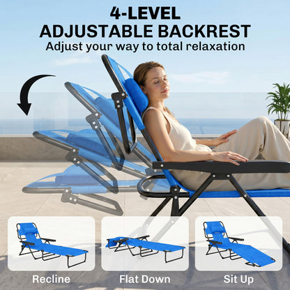 Chaise longue pliante avec dossier inclinable
