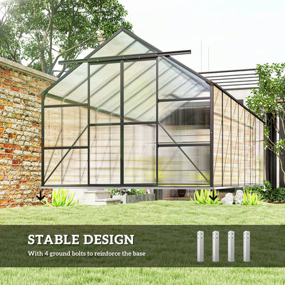 Serre de jardin polycarbonate 488 x 244 cm avec porte coulissante