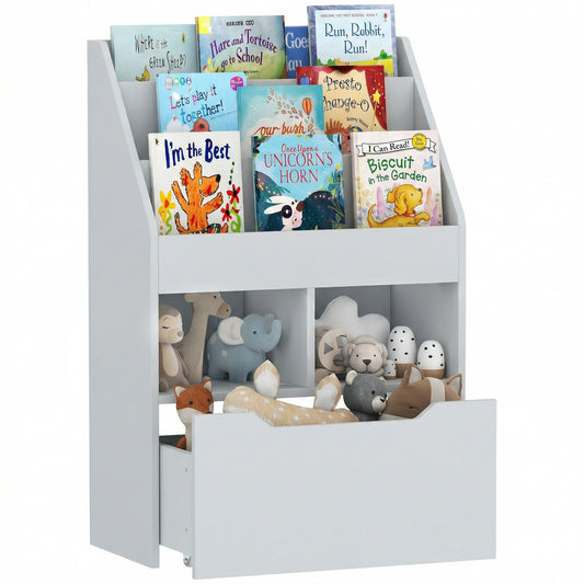 Bibliothèque enfants avec rangement tiroir roulettes