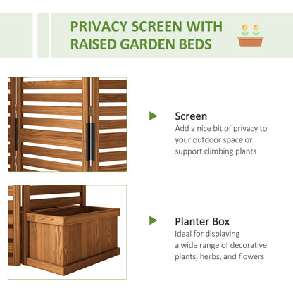 Paravent extérieur 3 panneaux avec 4 jardinières surélevées