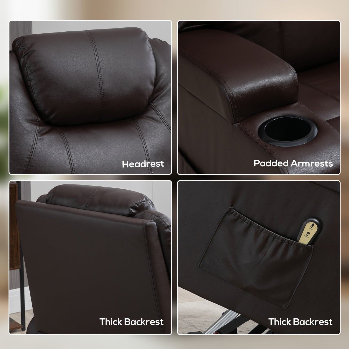 Fauteuil releveur électrique à dossier haut en similicuir