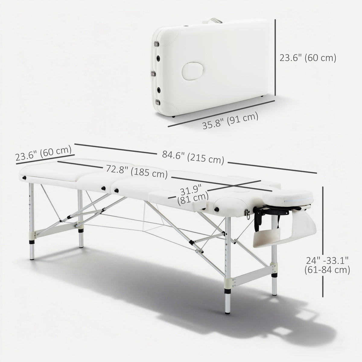 Table de massage professionnelle pliable en aluminium