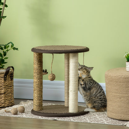 Arbre à chat compact avec jouets suspendus