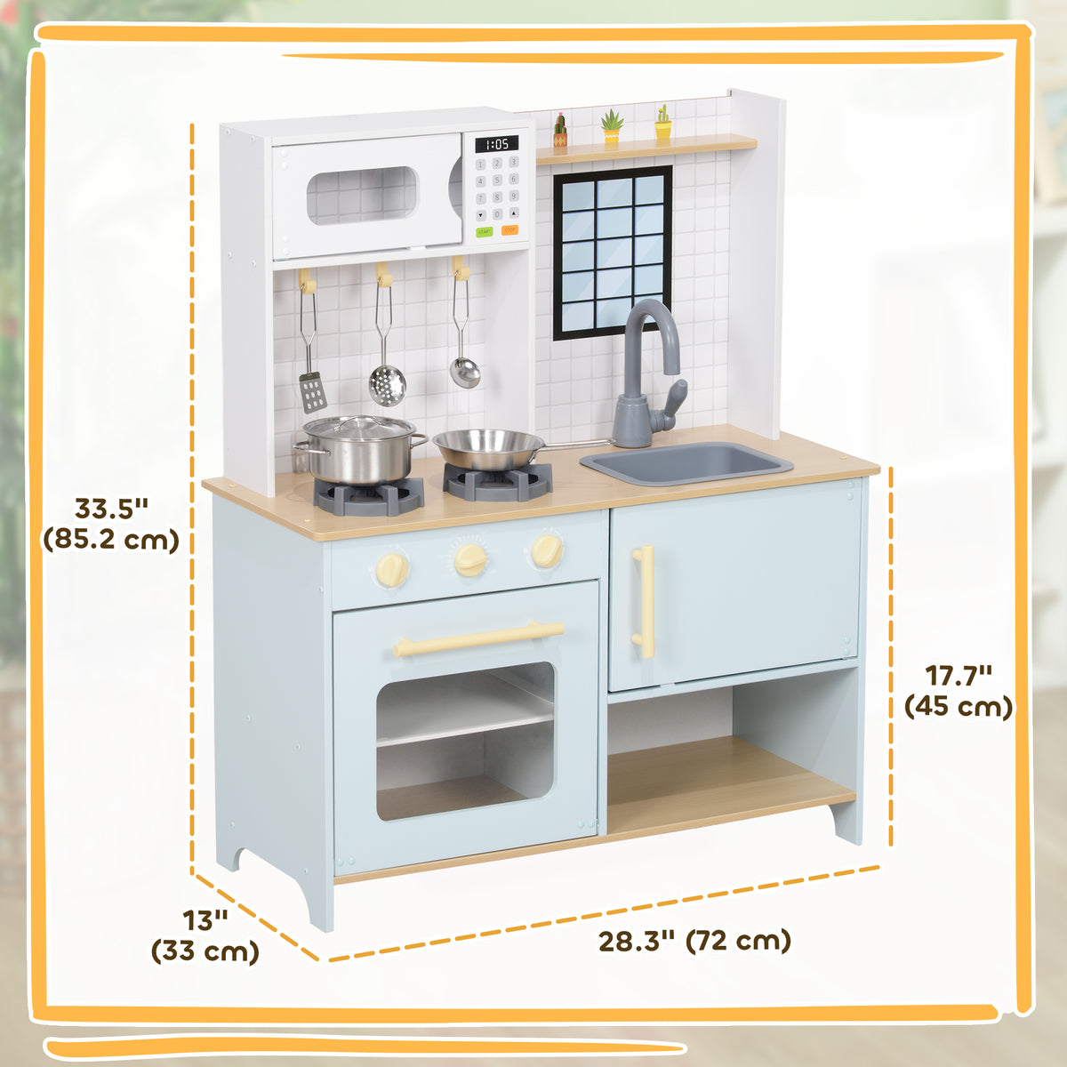 Cuisine de jeu enfant avec cuisinière, micro-ondes et four