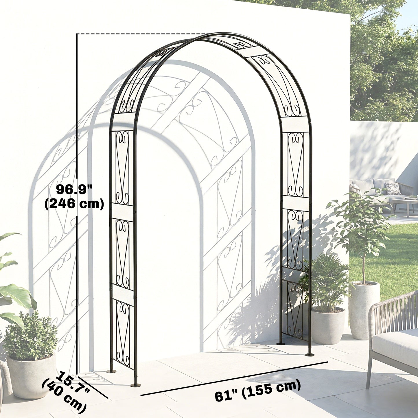 Arche de jardin 8 pieds treillis métal plantes grimpantes
