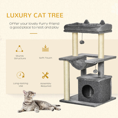 Tour à chat multi-niveaux 99 cm — Gris