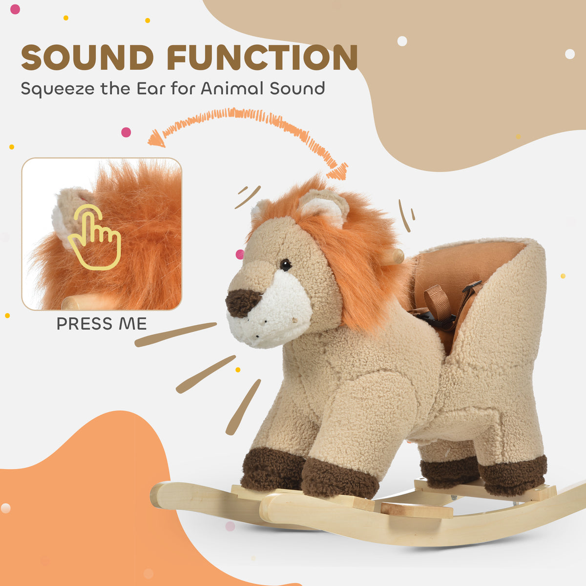 Cheval à bascule pour bébé lion en peluche