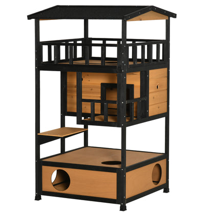 Maison pour chats extérieure 4 étages en bois de sapin