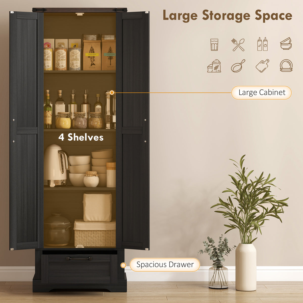 Armoire de cuisine garde-manger en bois d'ingénierie 60 x 30 x 180 cm