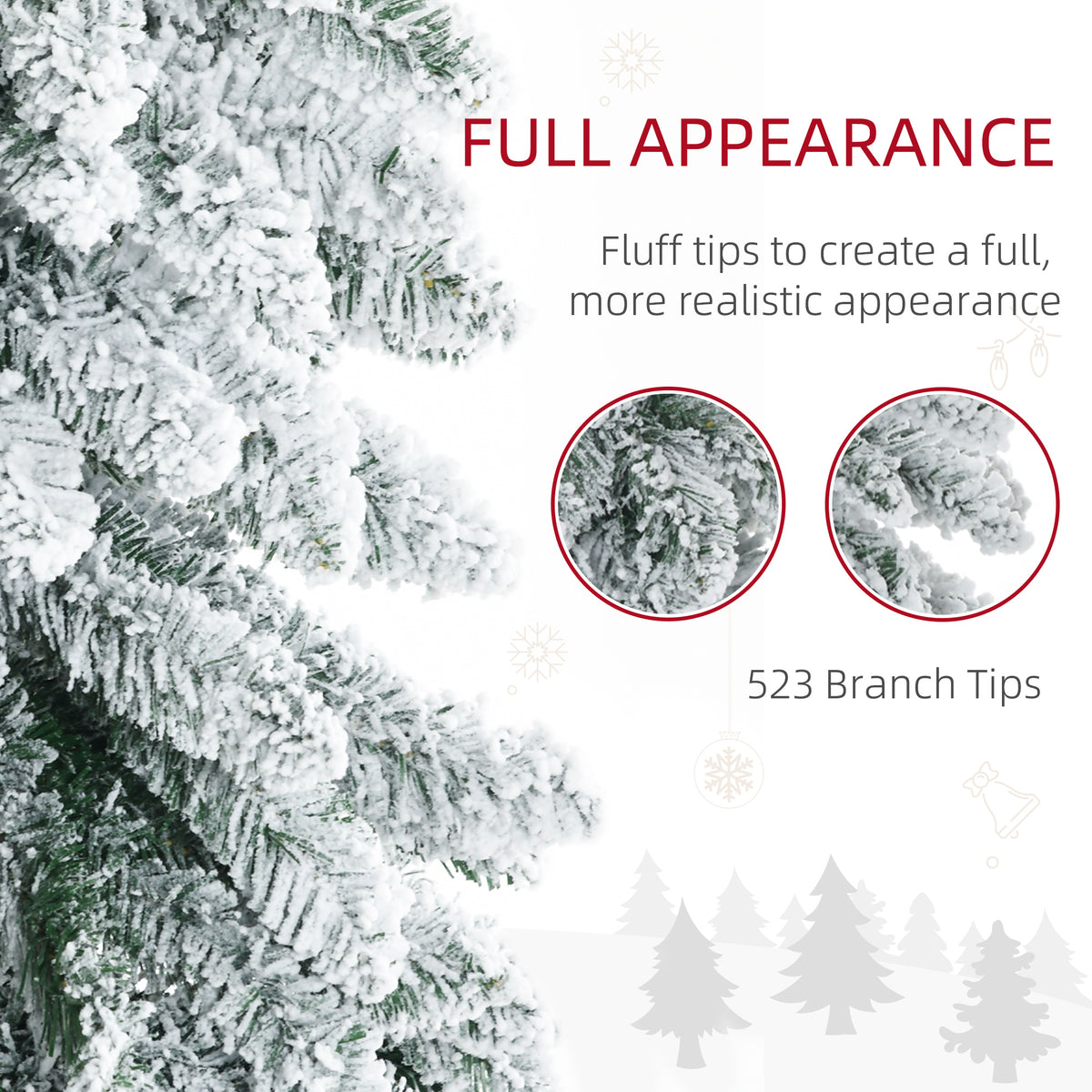 Arbre de Noel artificiel mince floque de neige 183 cm