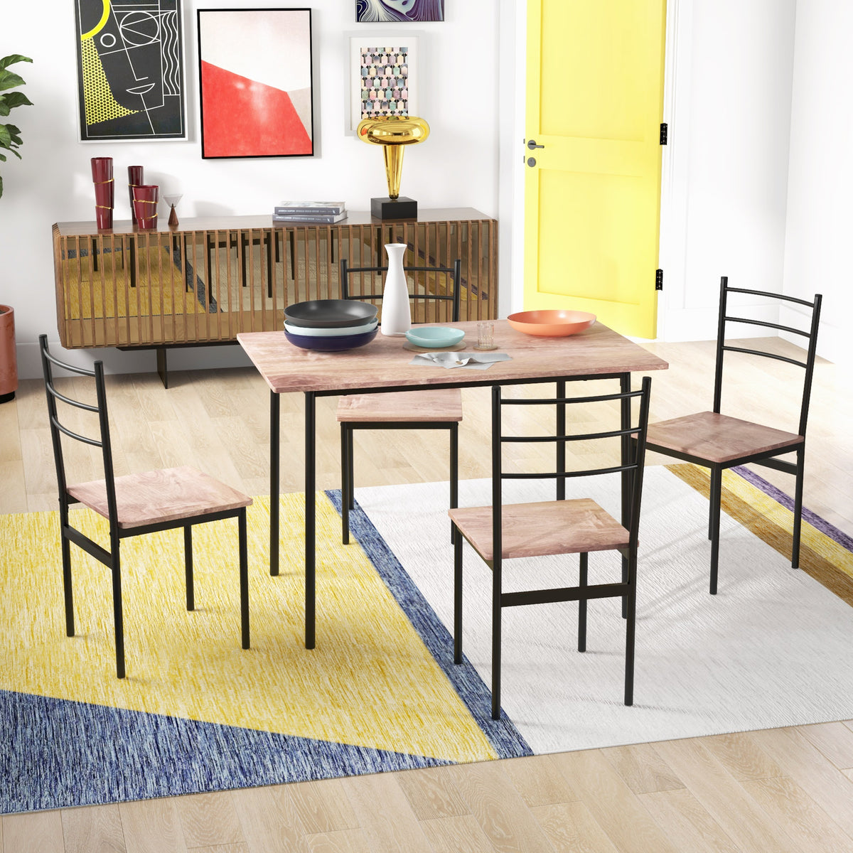 Ensemble de table à manger 5 pièces style industriel