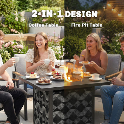 Table foyer au propane 71 cm avec protection verre