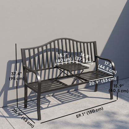 Banc de patio avec table rétractable — noir