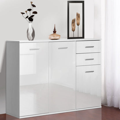 Buffet haut brillant avec tiroirs et portes