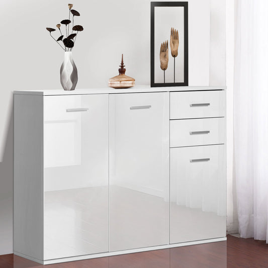 Buffet haut brillant avec tiroirs et portes