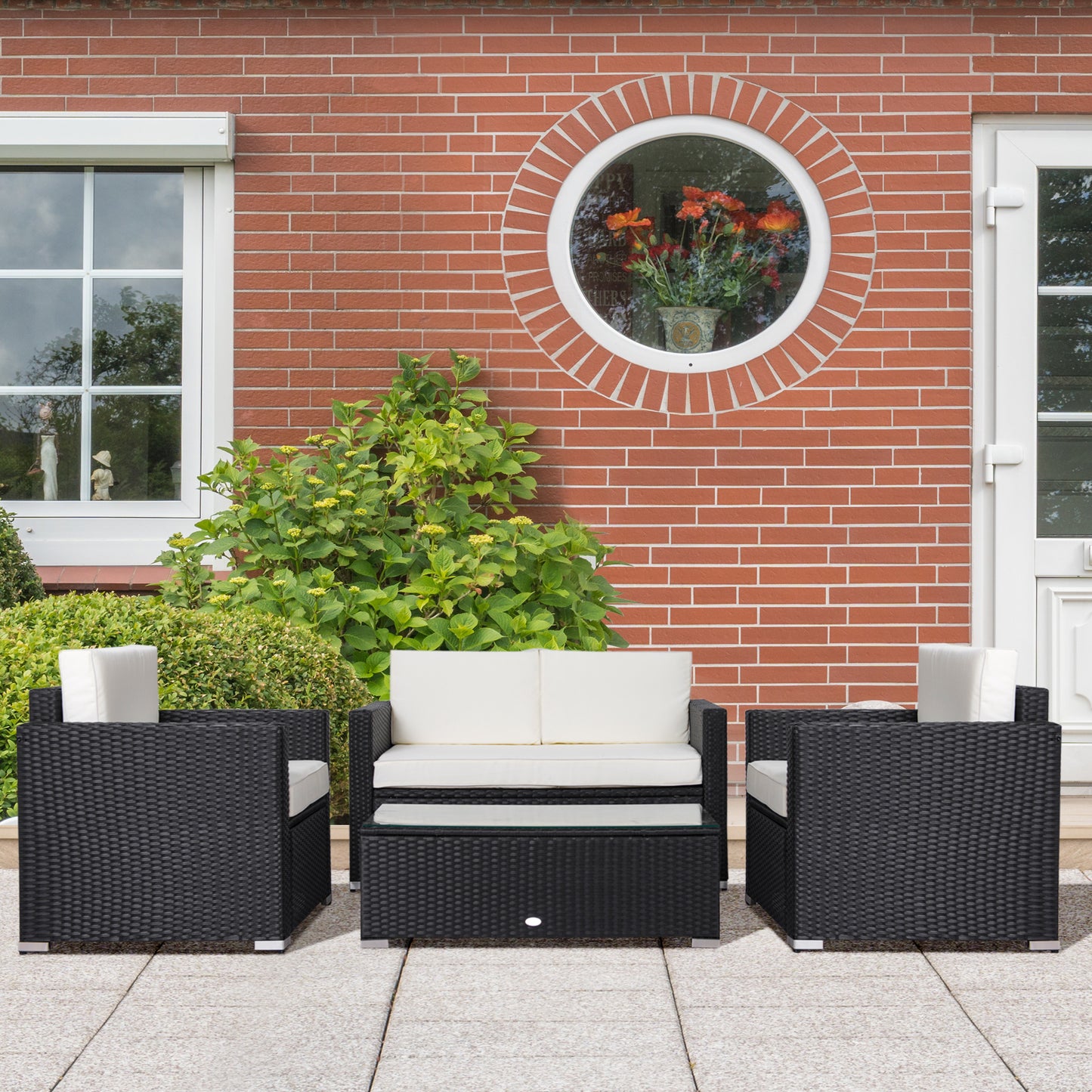 Ensemble de meubles de patio rotin 4 pièces avec coussins