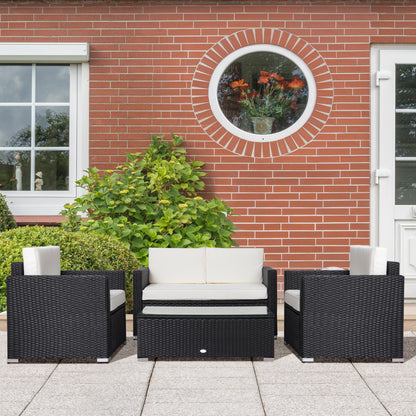 Ensemble de meubles de patio rotin 4 pièces avec coussins