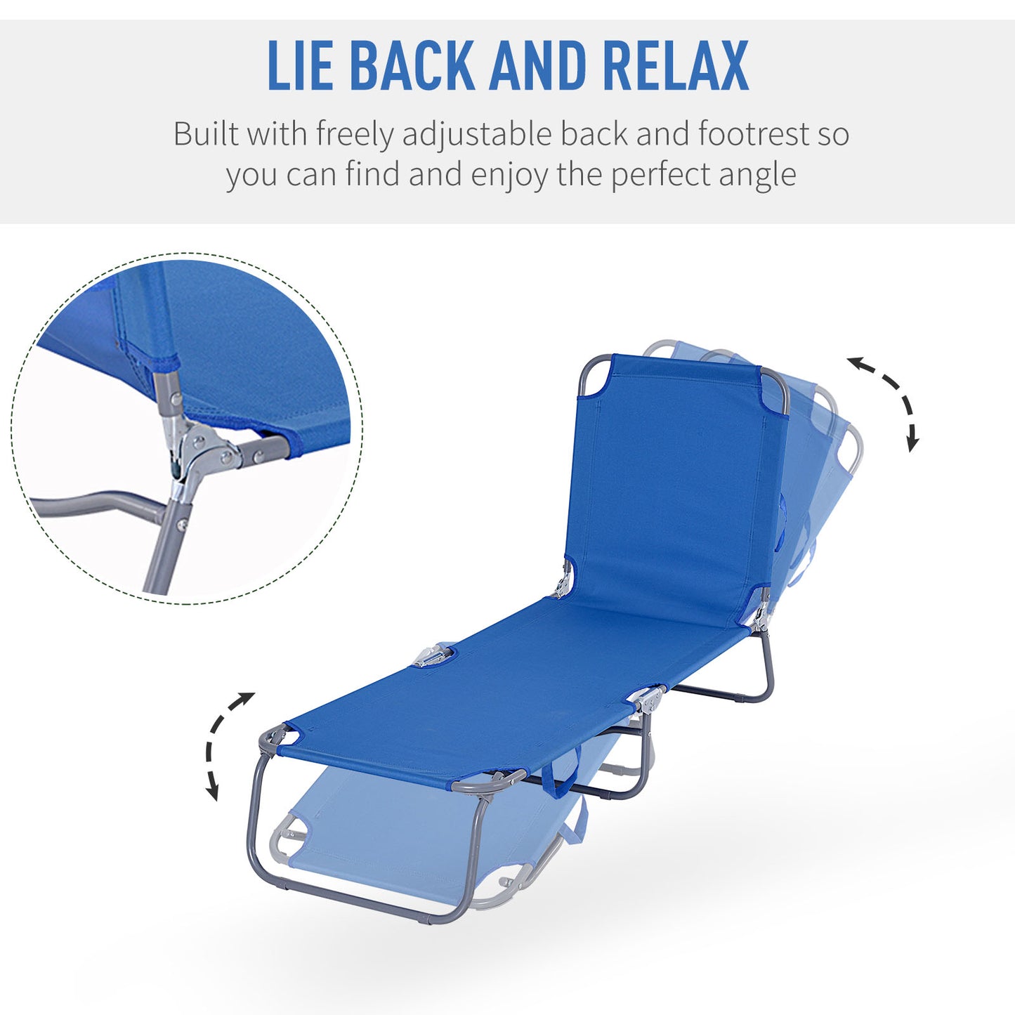 Chaise longue pliante extérieure à dossier réglable