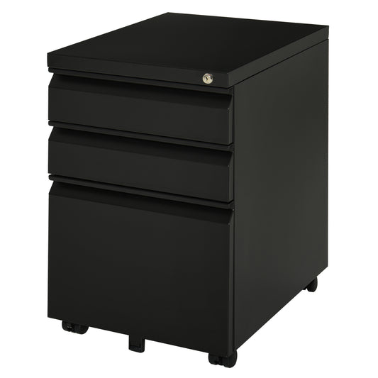 Classeur 3 Tiroirs Verrouillable Aosom sur Roulettes Bureau Mobile