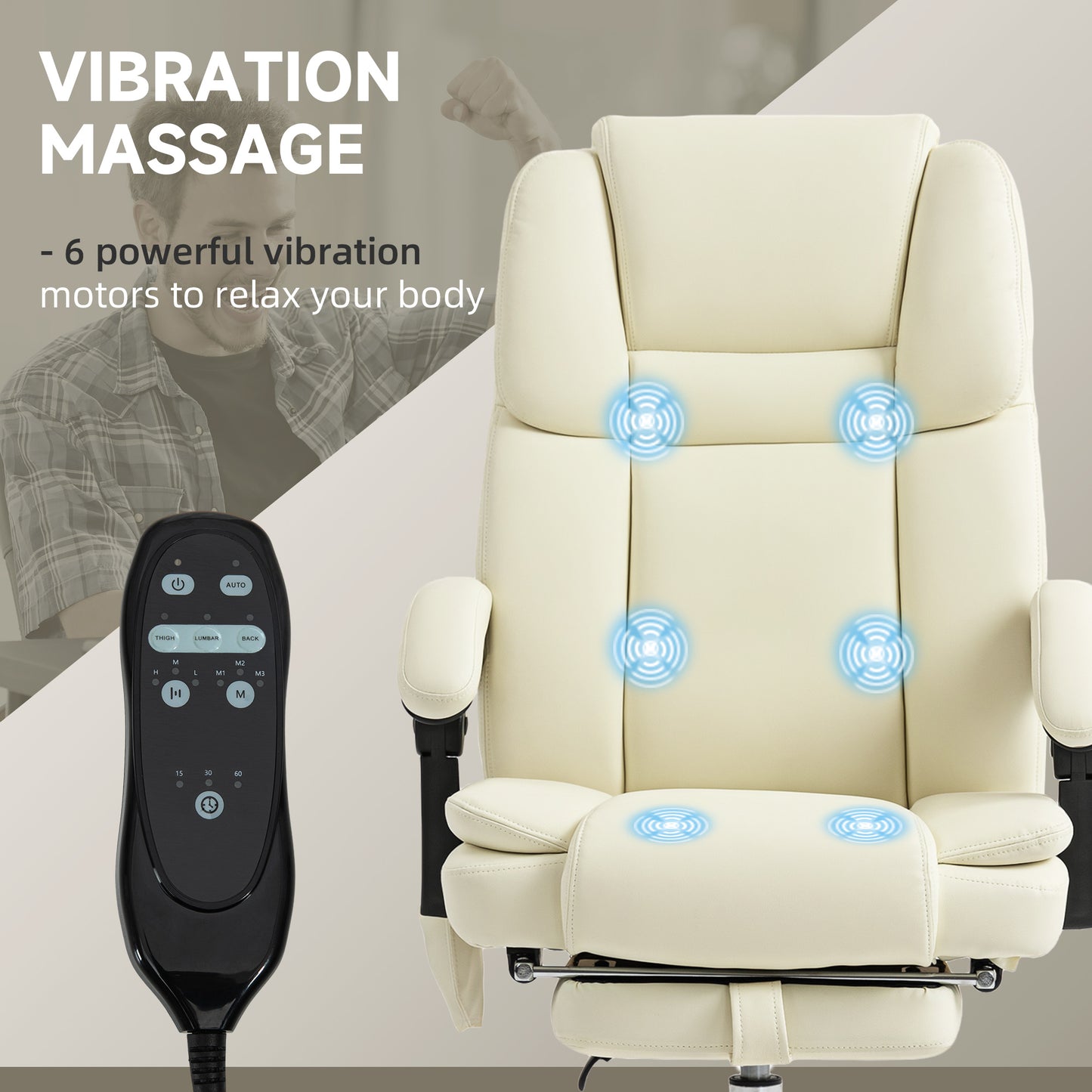 Chaise de bureau massante inclinable avec repose-pieds