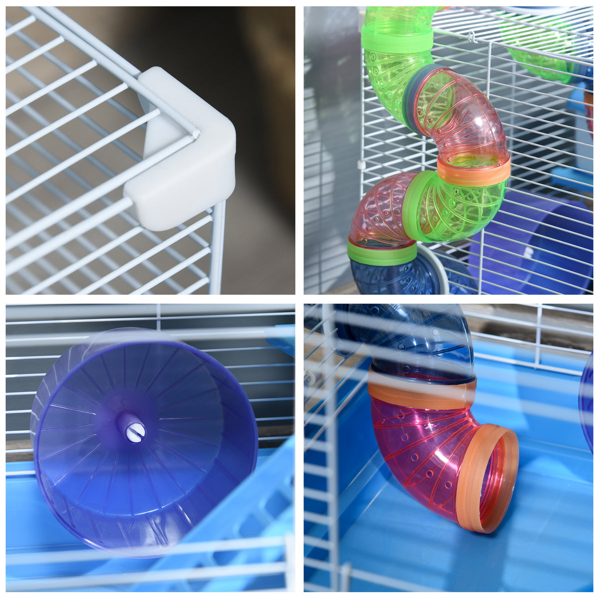 Cage pour hamster à 2 niveaux avec tubes