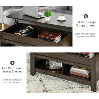 Table à café avec plateau relevable et rangement caché