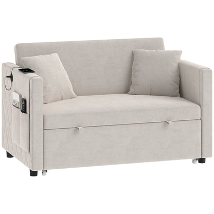 Canapé-lit convertible en velours avec ports USB