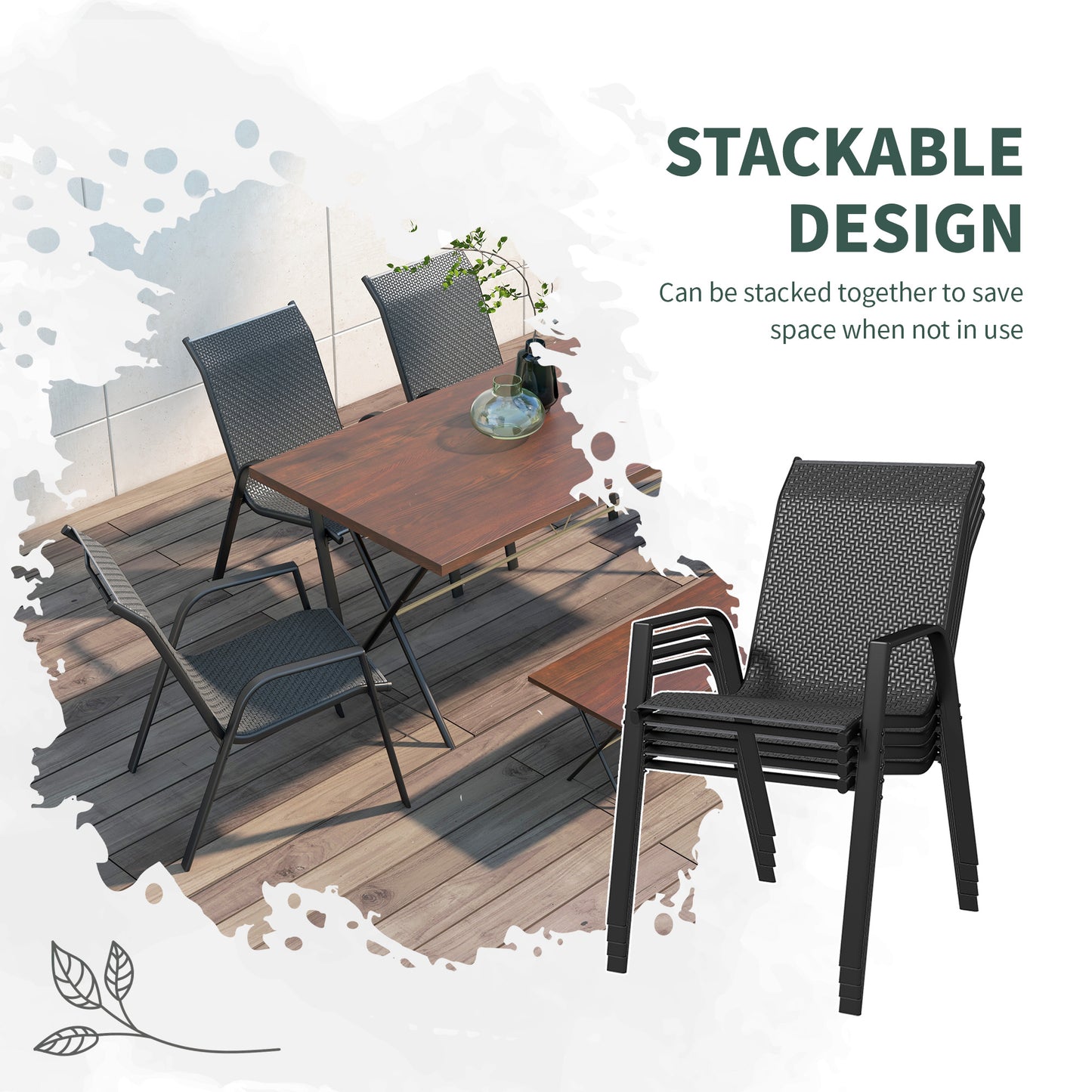 Chaises de jardin empilables rotin set de quatre