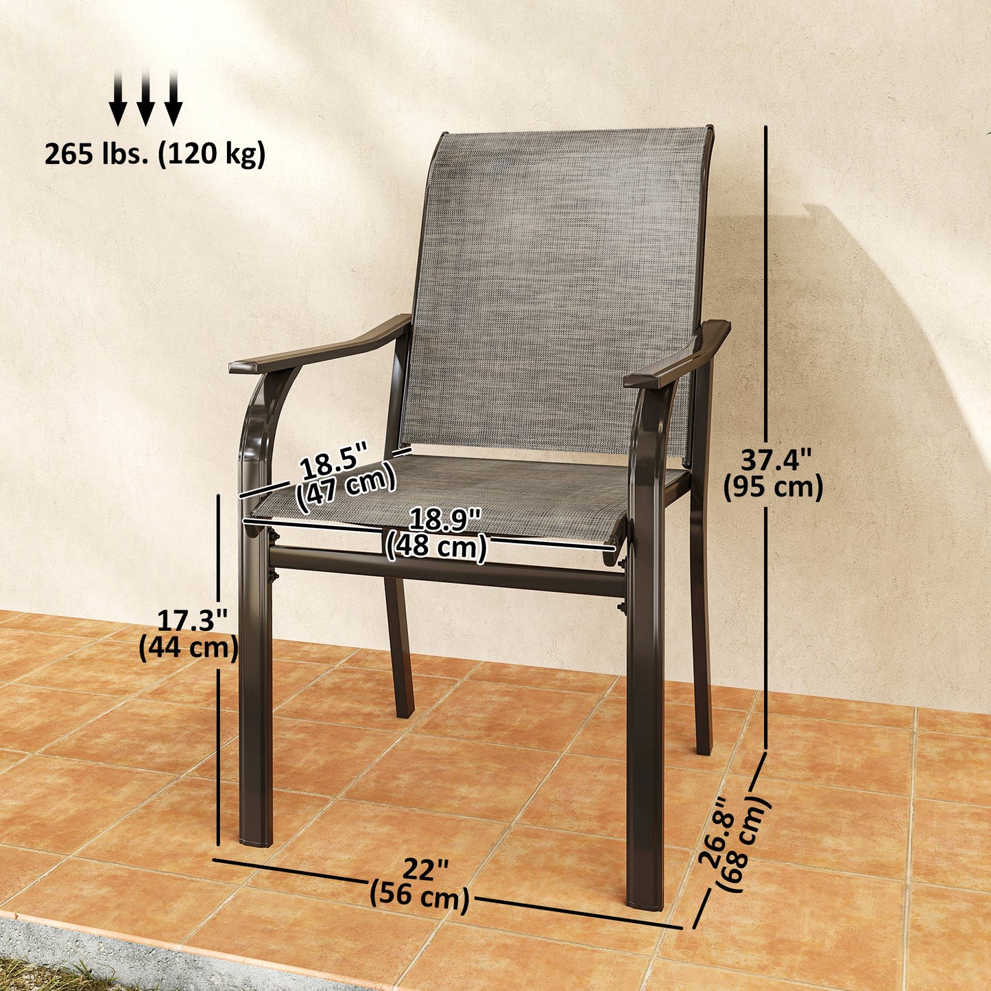 Chaises de patio en maille respirante, ensemble de 4