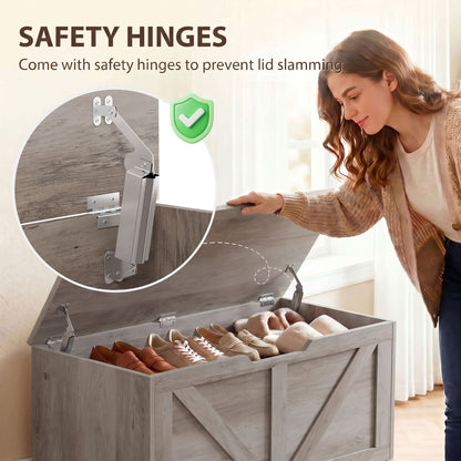 Coffre de rangement rustique avec charnières de sécurité