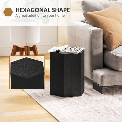 Table d'appoint hexagonale effet bois avec pieds réglables