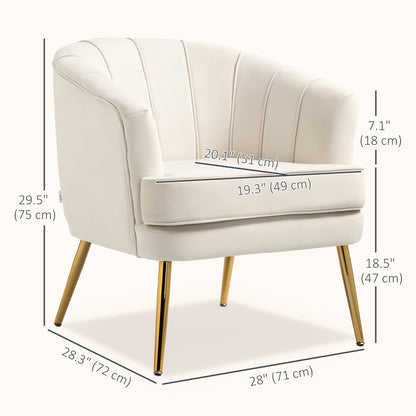 Fauteuil d'accent moderne avec pieds dorés en métal