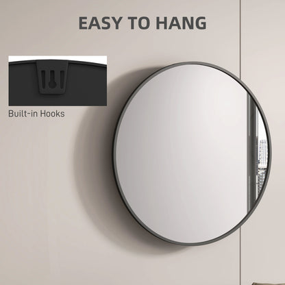 Miroir mural rond 91 cm cadre métallique décoratif