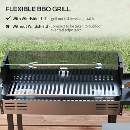 BBQ Rôtissoire Charbon 3 Niveaux Acier Inoxydable