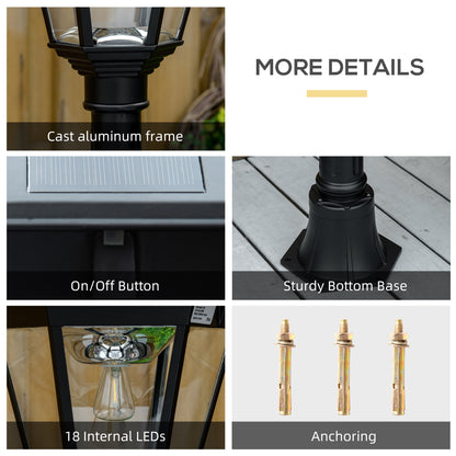 Lampadaire Solaire Outsunny 196cm Détecteur Mouvement Extérieur Noir