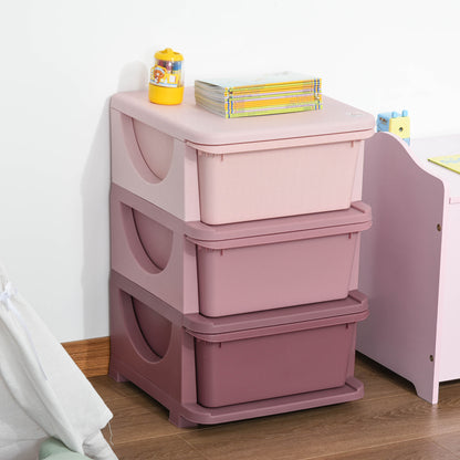 Organisateur de jouets à 3 niveaux et tiroirs en plastique