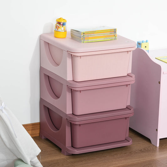 Organisateur de jouets à 3 niveaux et tiroirs en plastique