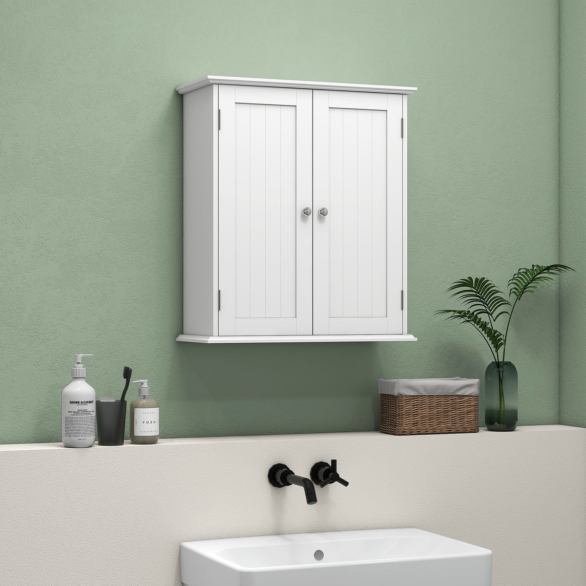 Armoire murale salle de bain 2 portes tablette ajustable