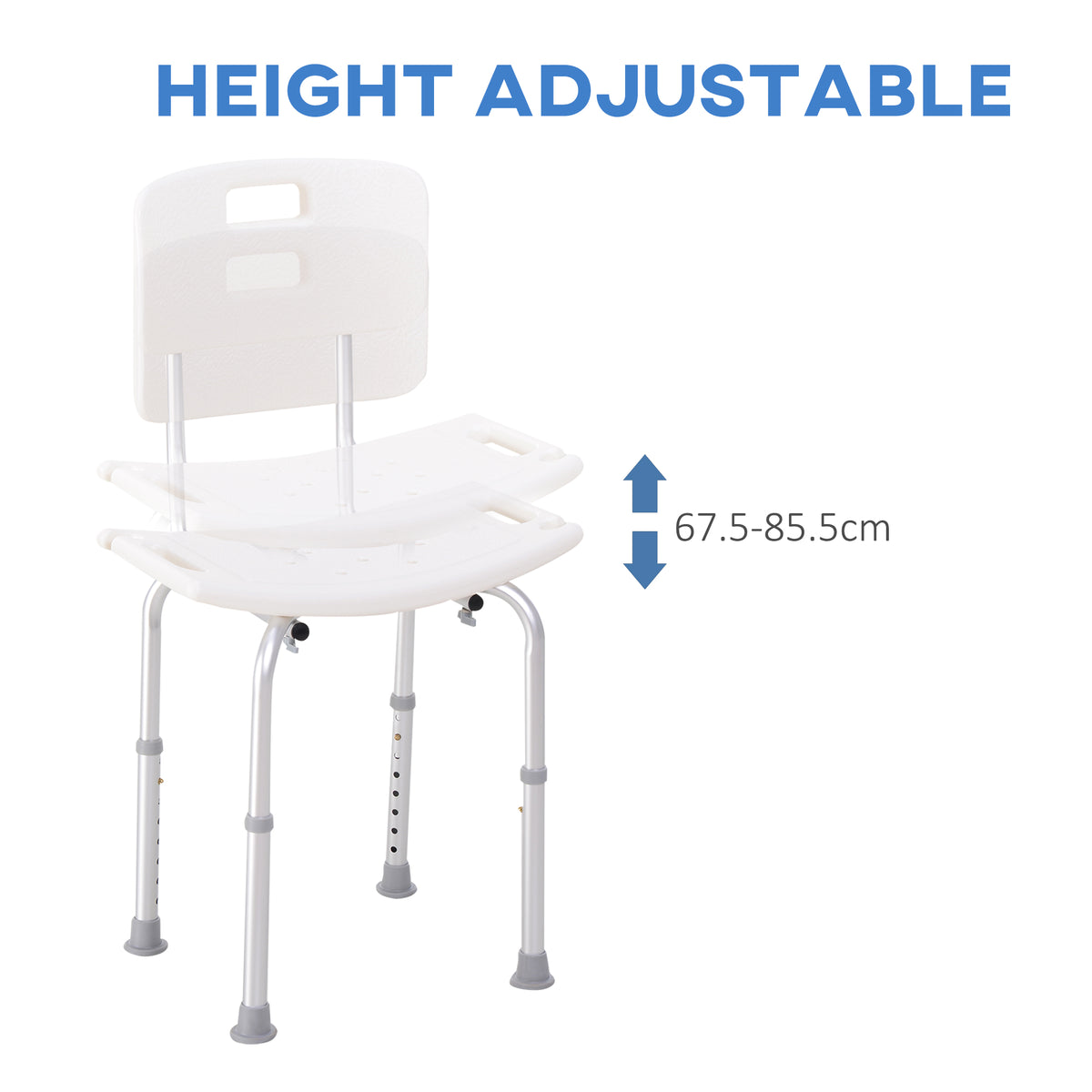 Chaise de douche réglable avec dossier