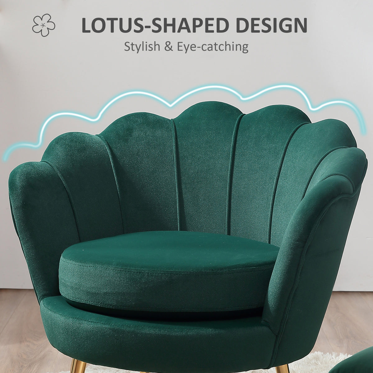 Fauteuil d'appoint en velours pattes métalliques