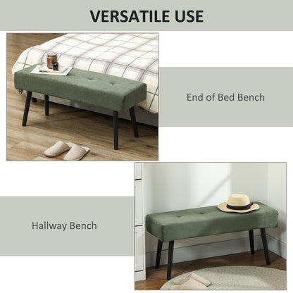 Banc capitonné en velours côtelé pieds en acier